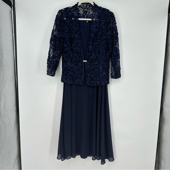 Jessica Howard Navy Formal Dress and Jacket Size 12 - Picture 2 of 5
